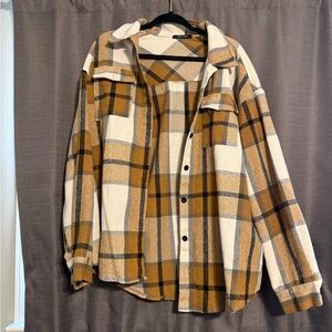 Plaid Button-Up Shirt Jacket